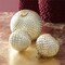 6.25" Handmade Gold Glitter Diamond Glass Ornament – Large Vintage Embossed Round Christmas Decoration